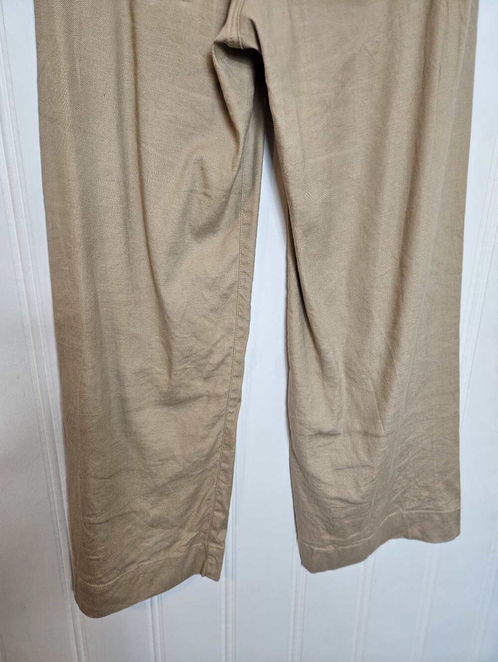 Anthropologie Maeve Colette Pants 25 Linen Wide Leg Tan Cropped High Rise - Picture 8 of 15